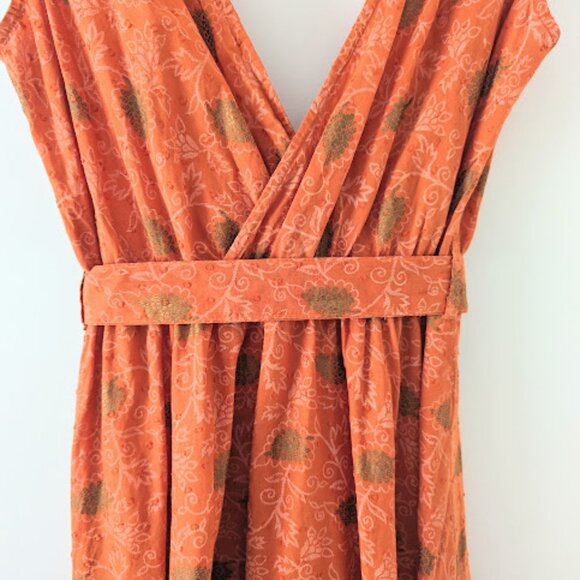 Backwoods 100% Cotton V-Neck Sleevless Tie Waist Cotton Sun Dress - Picture 12 of 15